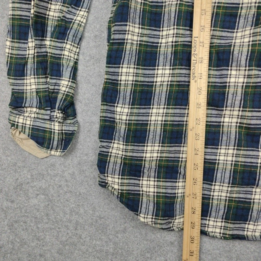 Woolrich Flannel Shirt Mens Medium Blue Plaid Cotton Long Sleeve Button‎ Casual